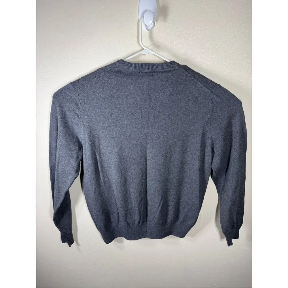 Alan Flusser Cashmere Cotton V Neck Long Sleeve Pullover Sweater Mens XL Grey